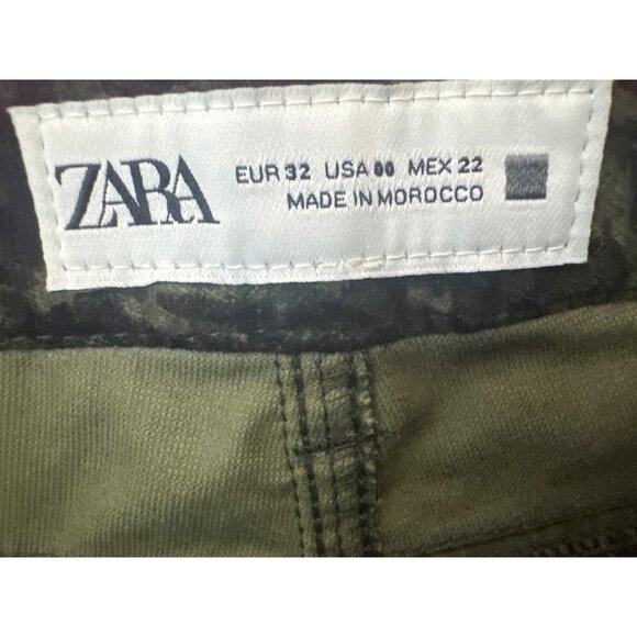 2/$30 ZARA 00 Green Black Paisley Print High Rise Straight Leg Pants - Picture 4 of 15